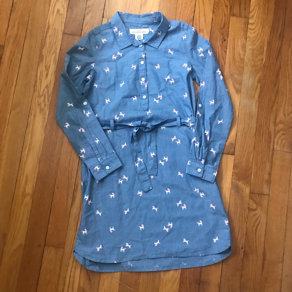 H&M Chambray Unicorn Shirt Dress w/Tie Belt